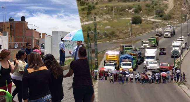 Vecinos bloquean periférico porque Agua de Puebla suspende servicio. Foto: especial