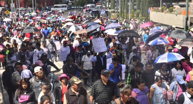 Campesinos de Atlixco exigen a SIT ruta de transporte público. Foto: Especial