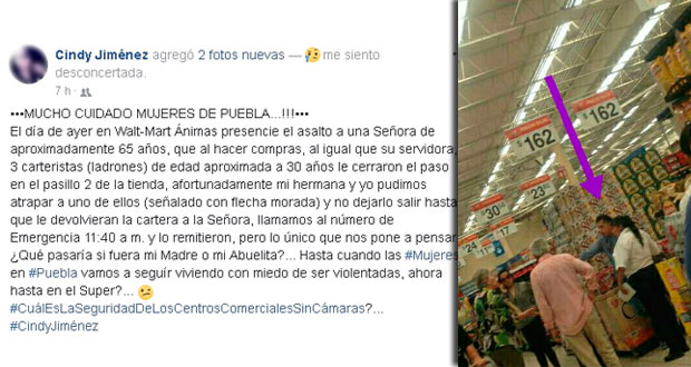 En redes, mujer exhibe a carteristas en Walmart de bulevar Atlixco