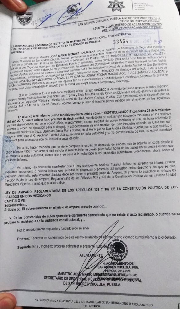 Paisano sería destituido e iría a prisión por negar despojo de predio: abogado