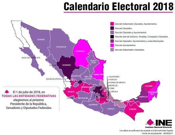 INE calendario electoral 2018