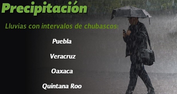 SMN prevé que este viernes, habrá lluvias en gran parte de Puebla durante la tarde