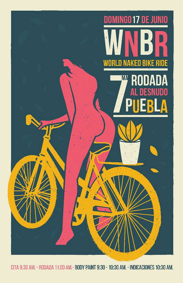 Con rodada nudista, buscan visibilizar el nulo respeto en Puebla a ciclistas