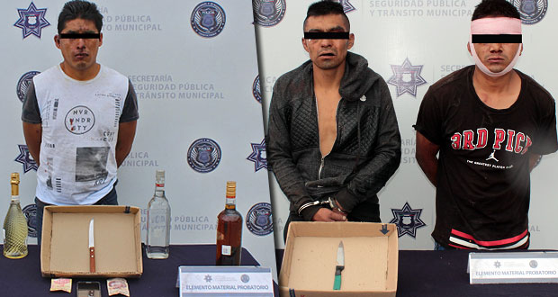 Detienen a 3 por robo a negocio y a un menor de edad por portar arma