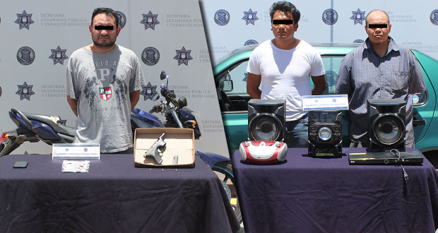 Detienen a 1 por portación ilegal de arma de fuego y a 2 por robo