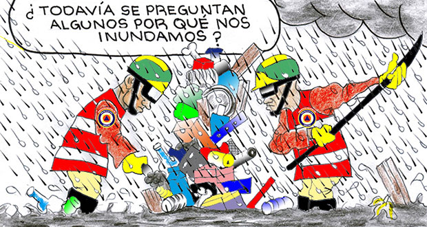 Caricatura: Basura, la responsable de las inundaciones