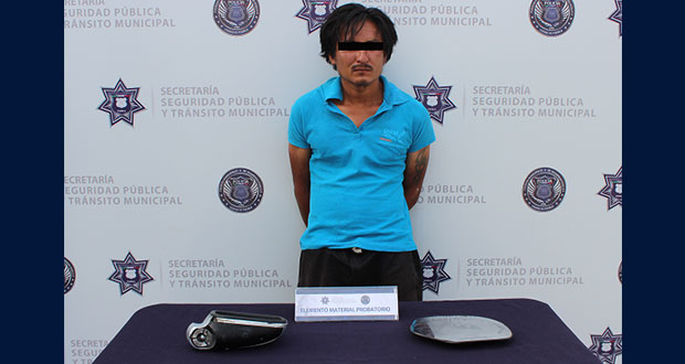 Ssptm detiene a hombre en Huexotitla señalado de robo de autopartes