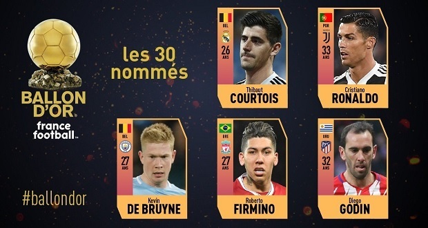 CR7, Hazard y Griezmann, entre los 30 nominados al Balón de Oro