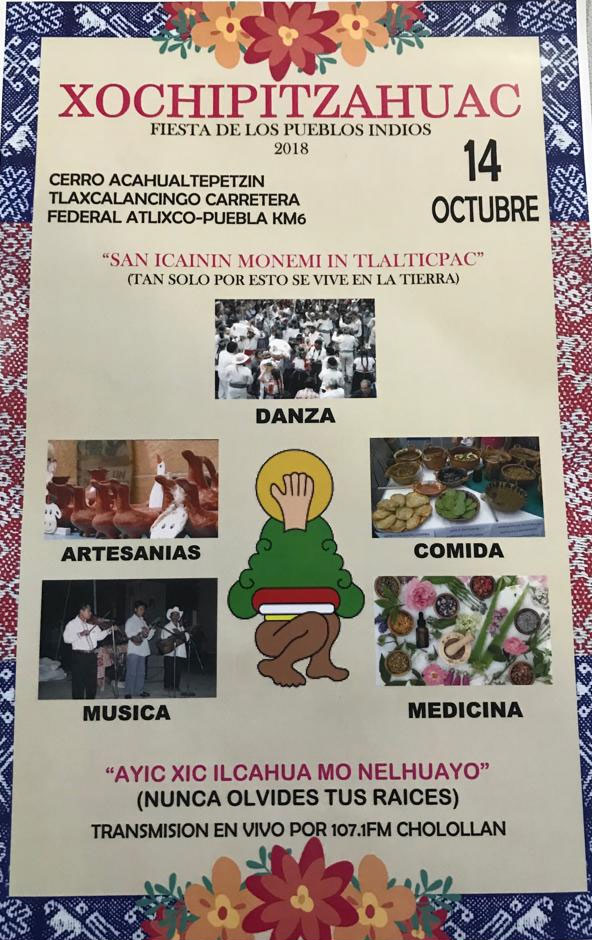 En Tlaxcalancingo, realizarán Xochipitzahuac “fiesta de los pueblos indios”