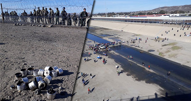 Migrantes pierden paciencia: intentan entrar a EU y les disparan