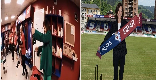 Presidenta del Eibar celebra con equipo victoria ante Real Madrid