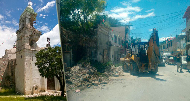 En Tepexi, reportan daños en 4 escuelas; 2 iglesias podrían derrumbarse