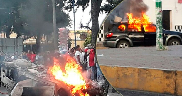 Pobladores queman camioneta de edil de Tianguismanalco