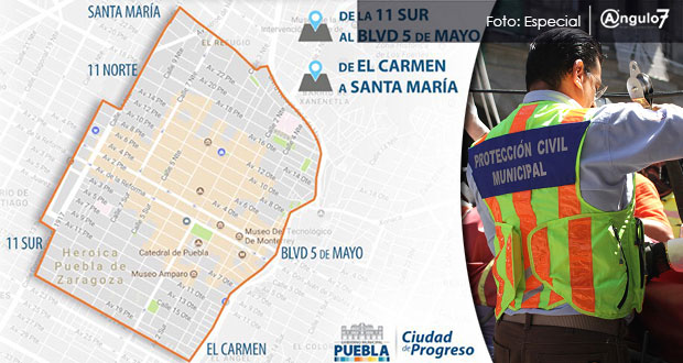 Por sismo, cierran Centro Histórico, de la 11 Sur al 5 de Mayo y El Carmen