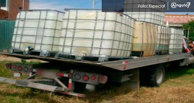 En Coronango, aseguran mil 400 litros de huachicol y detienen a 2