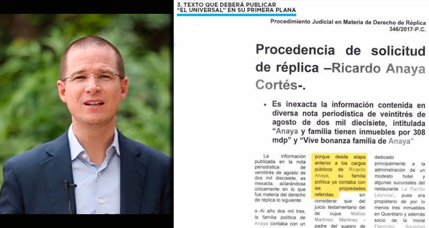 Anaya gana demanda contra el Universal