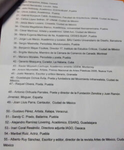 Documento donde intelectuales piden derogación del PAU