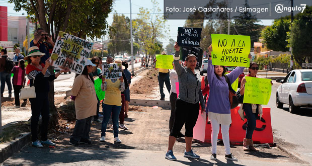 Vecinos de Xilotzingo se oponen a tala de árboles por L3 de RUTA