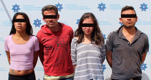 Ssptm arresta a 2 hombres y 2 mujeres por asalto a ruta 18. Foto: Especial