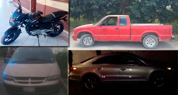 SSP recupera 4 vehículos robados en Ajalpan, Tehuacán y Puebla