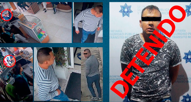En Puebla capital, Policía Municipal detiene a presunto hampón