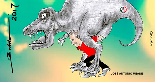 Caricatura: Meade camina con dinosaurios