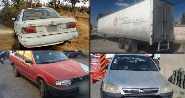 Recuperan 7 autos y 2 cajas con reporte de robo en 3 municipios