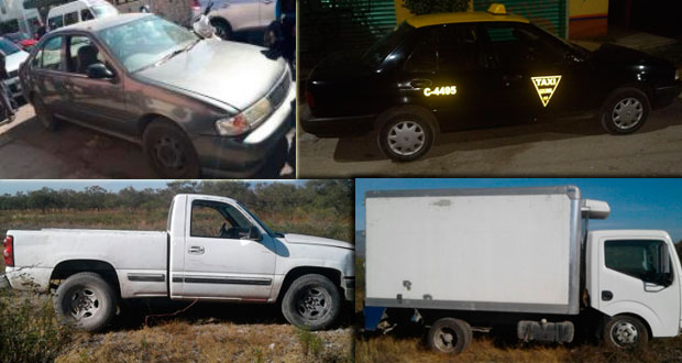 En distinto puntos de Puebla, SSP recupera 7 vehículos y gasolina