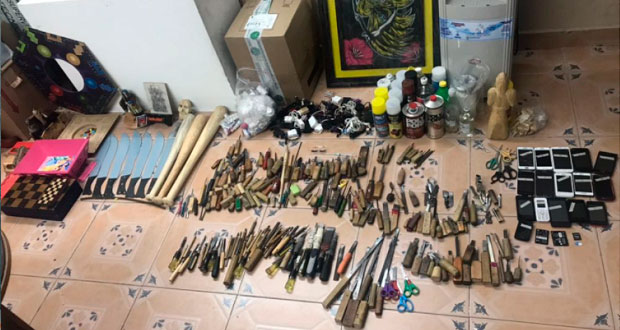 SSP decomisa dinero, celulares y armas en Cereso de Tecamachalco