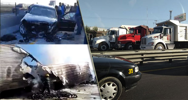 Incendio de tráiler y bloqueo de miembros de CTM desquician la México-Puebla