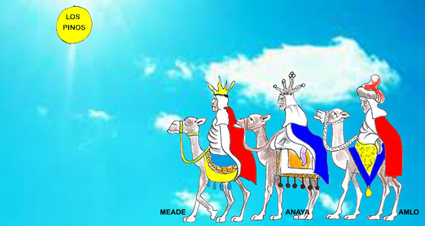 Caricatura: Los tres reyes corren a Los Pinos