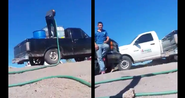 Presunta camioneta de Pemex hace caso omiso de huachicoleros