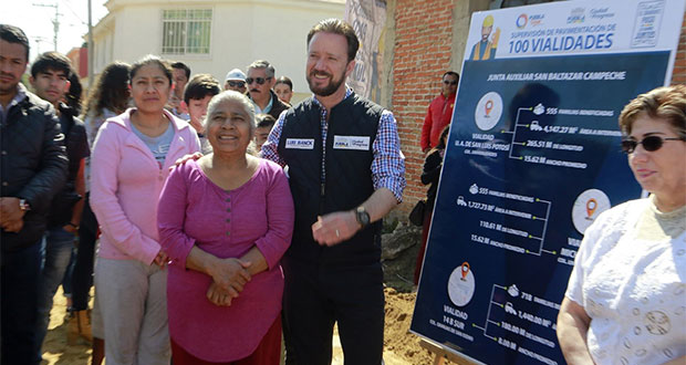 Inician pavimentación de 9 vialidades al sur de Puebla capital