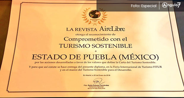 Reconocimiento por su compromiso con el turismo sostenible y por poner en práctica acciones de sustentabilidad. Foto: Especial