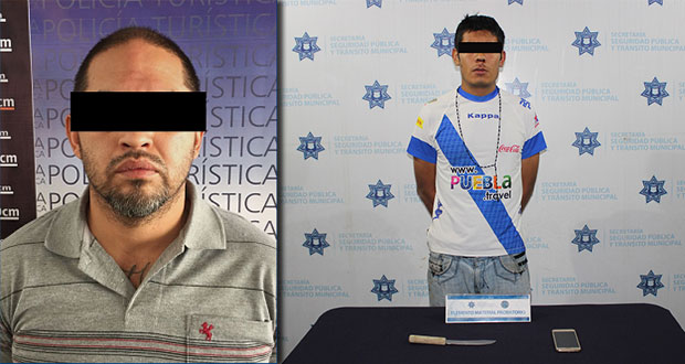 Detienen a 2 por robo y a uno por agresión en Puebla capital