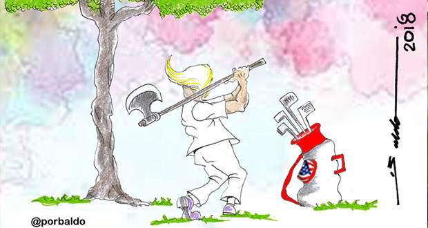 Caricatura: Trump busca hoyo en uno en México
