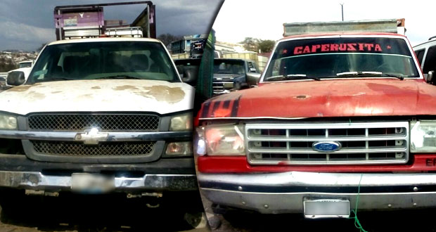 En operativo, aseguran 4 camionetas con 1,200 litros de huachicol