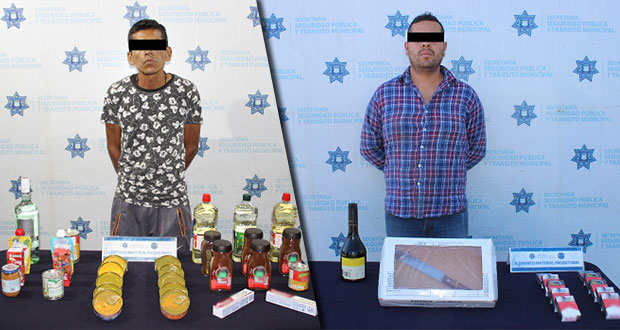 Detienen a dos probables asaltantes de tiendas Oxxo en la capital. Foto: Especial