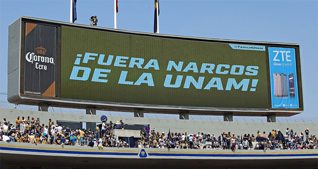 “¡Fuera narcos de la UNAM!”, exigen en partido Pumas vs Chivas