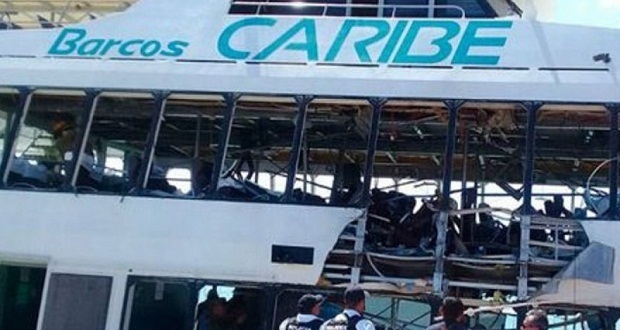 Suman 25 heridos por explosión de ferri en Playa del Carmen. Foto: Vértigo