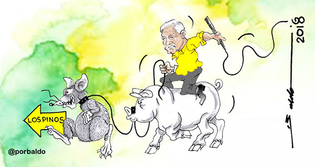 Caricatura: AMLO iría a Los Pinos con puercos y ratas