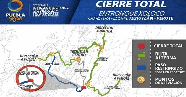 Cierran la federal Teziutlán-Perote por construcción del Arco Sur. Foto: especial.