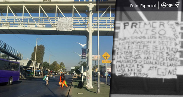 Aparece narcomanta en puente del mercado Hidalgo, la quinta desde julio