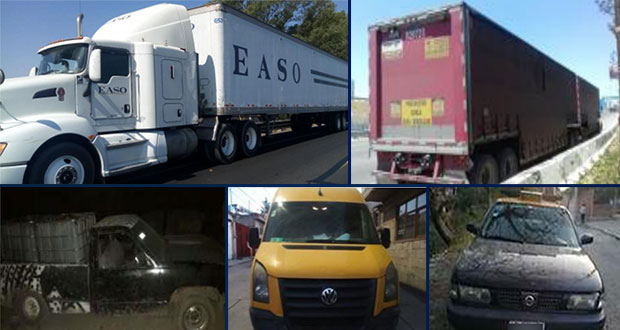 Policías estatales recuperan cuatro vehículos y tres cajas secas