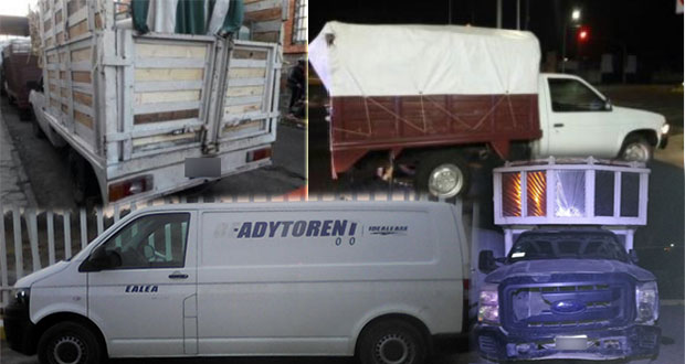 SSP asegura 7 vehículos para transportar huachicol en Puebla