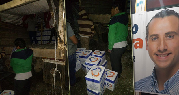 Panistas compran votos con despensas de DIF en Tepetzintla, acusan