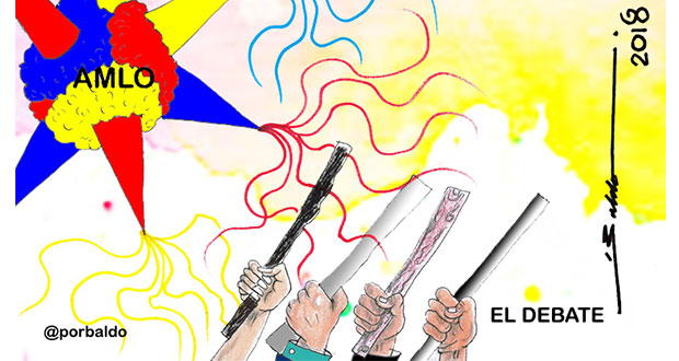 Caricatura: El primer debate entre los cinco candidatos presidenciables