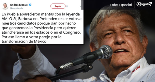 AMLO responde a campaña de Lagunes contra Barbosa pidiendo voto parejo