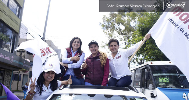 Sin Barbosa, candidatos de Juntos Haremos Historia recorren calles de Puebla