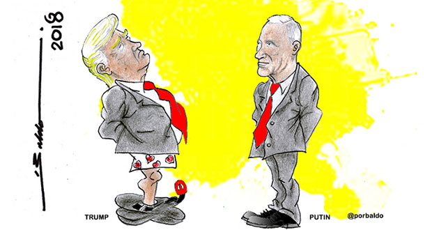Caricatura: La reunión entre Trump y Putin, descripción gráfica